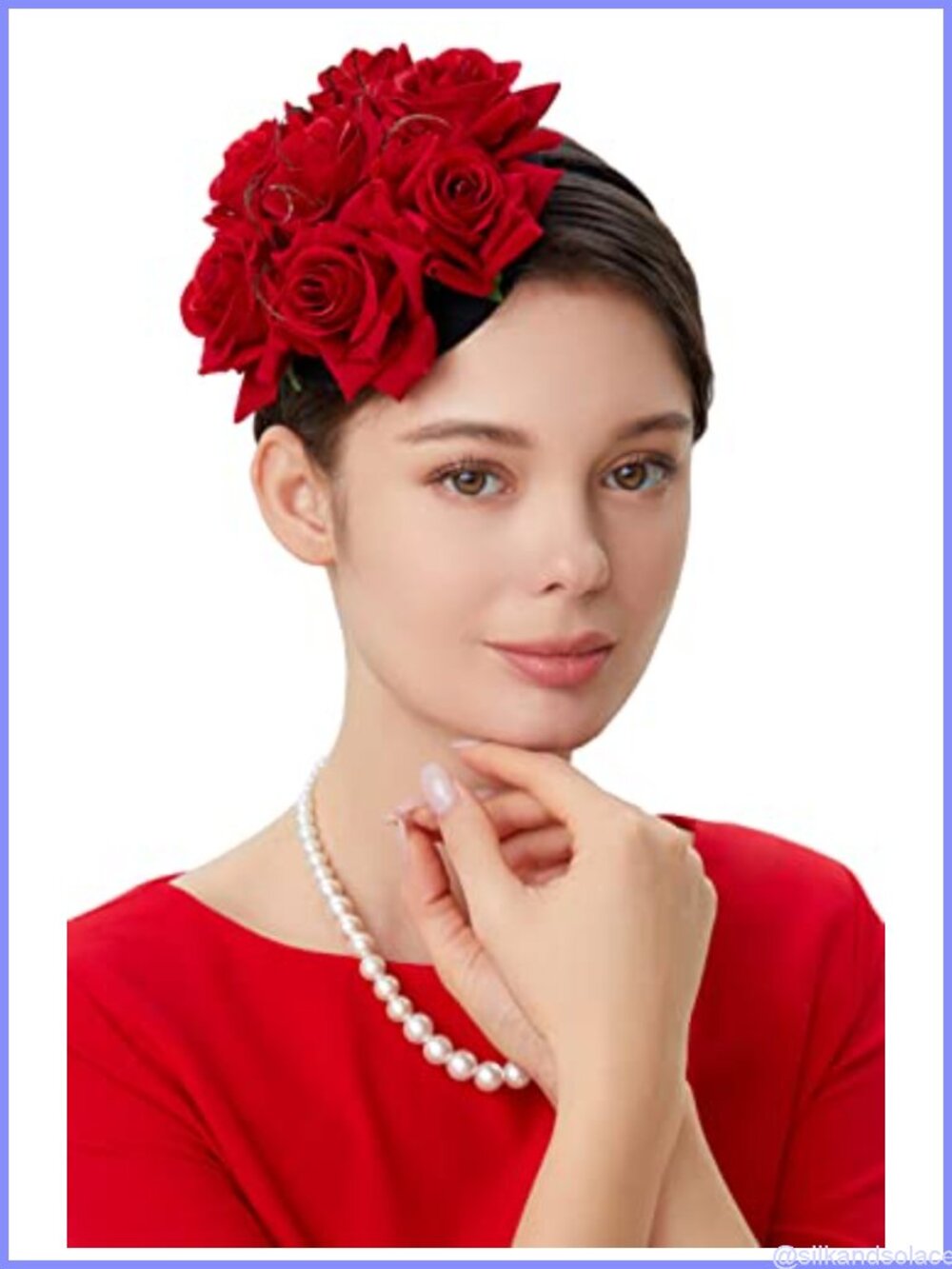 Floral Rose Fascinator Hat with Feathers Derby Tea Party Pillbox Headpiece